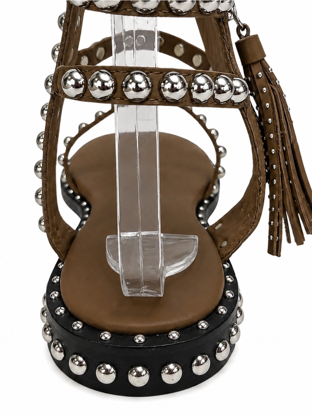 ASH Women's Power Studded Sandals Leather Brown Gladiator Caged 39 - Picture 4 of 7